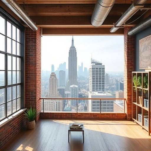 Spacious loft with exposed brick and city views in Tribeca.